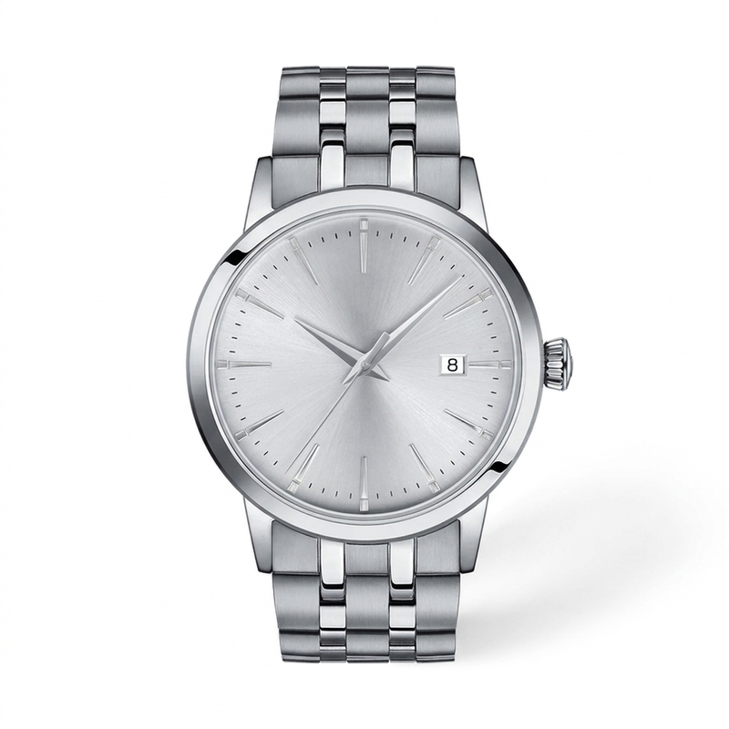 Silver Dial Quartz Watch — T-06