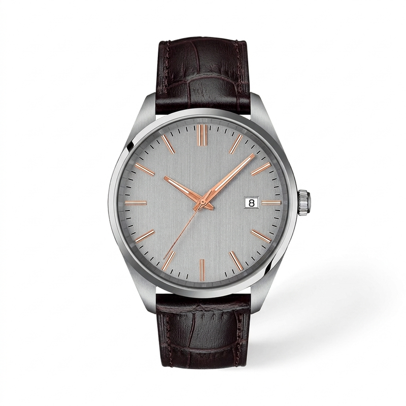 Silver Dial Quartz Watch — T-10
